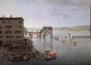 Johann Jakob Meyer Seen taken pres of l-auberge of the Crow has Zurich painting